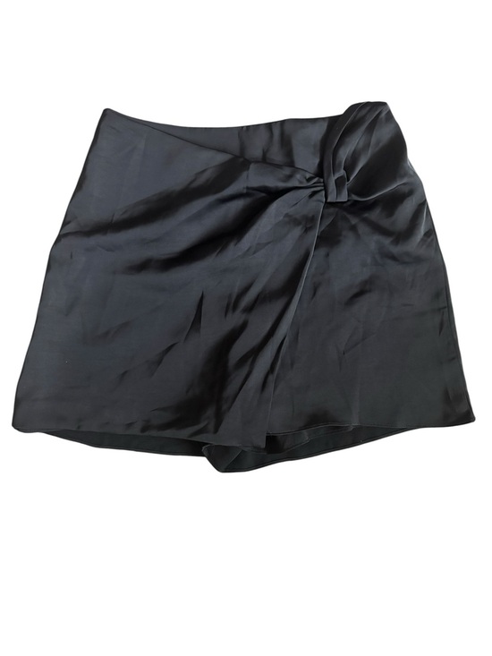 DO+BE Pants - DO+BE Black Satin Side Knot Asymmetrical Flap Skort